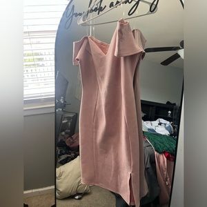 Velvet material off the shoulder blush dress